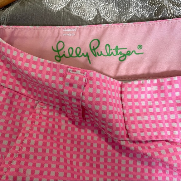 LILLY Pulitzer pink Checkard BARBIE Barclays shorts size 8 - Picture 7 of 11